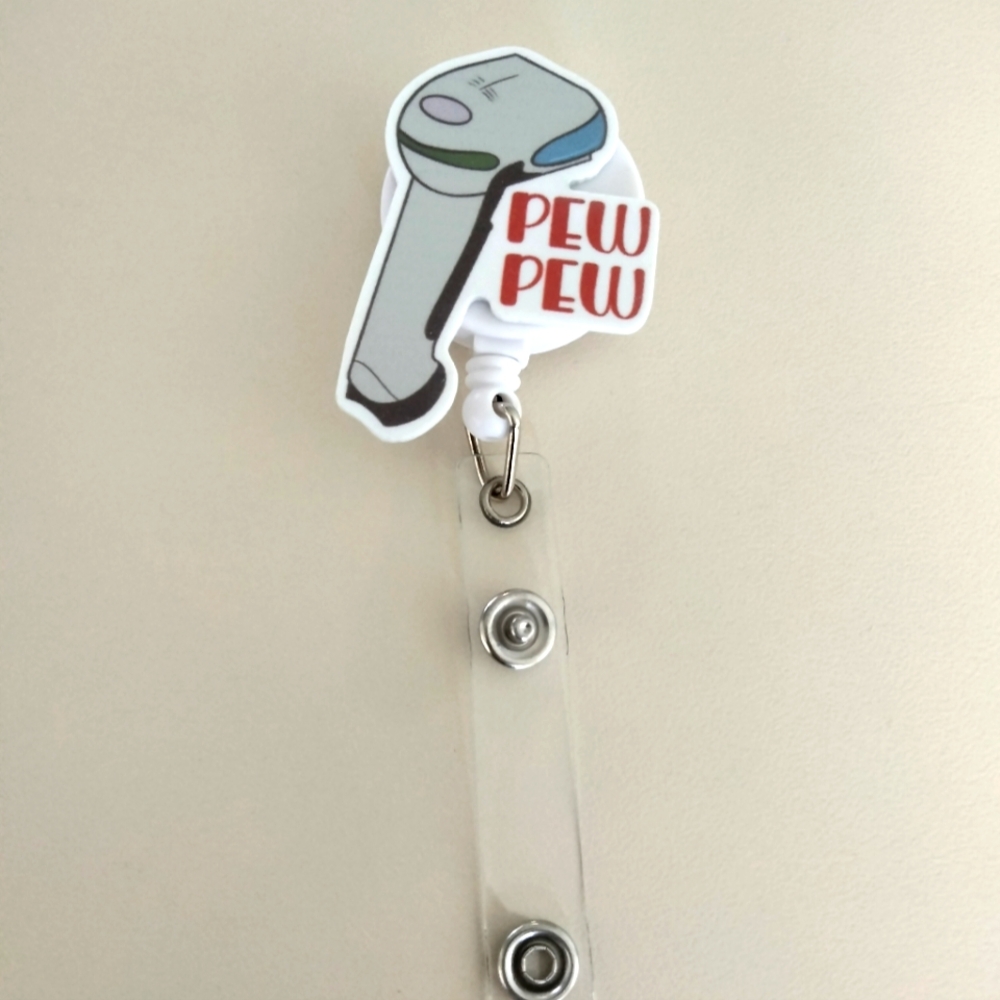 NEW Funny Pew Pew Badge Reel